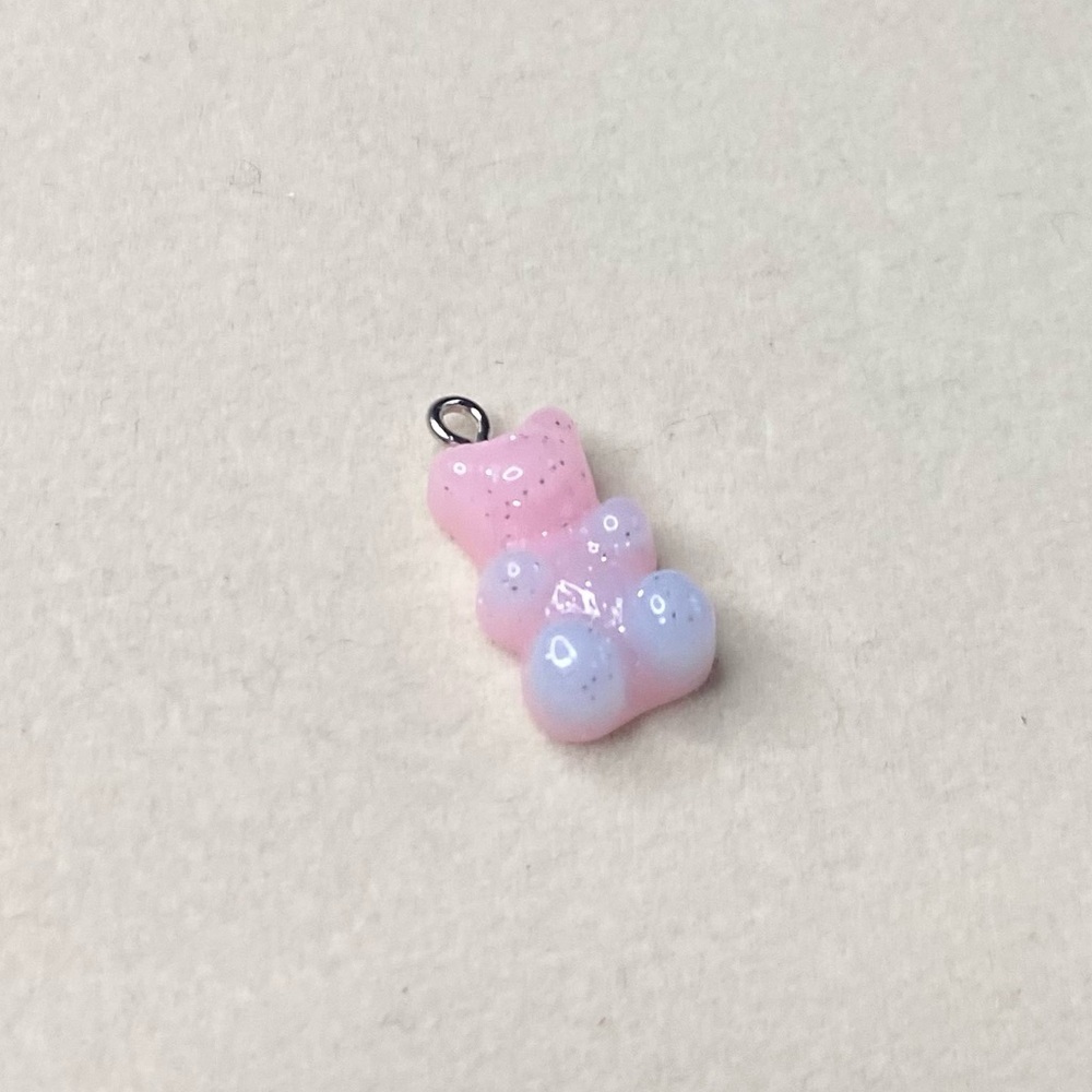 Gummi Bear Charm Pendant | Colorful Candy-Inspired Mini Jewelry Charm-pink/blue